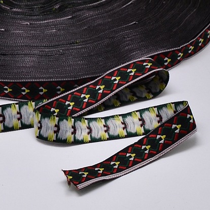 Polyester Ribbons, with Flower Pattern, Jacquard Ribbon, 3/4 inch(18mm), 33yards/roll(30.1752m/roll)