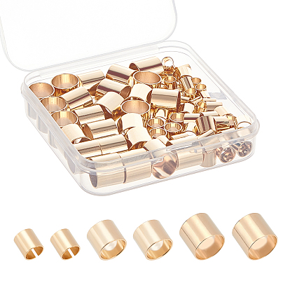 75Pcs 3 Size Brass Tube Beads, Long-Lasting Plated, Tube