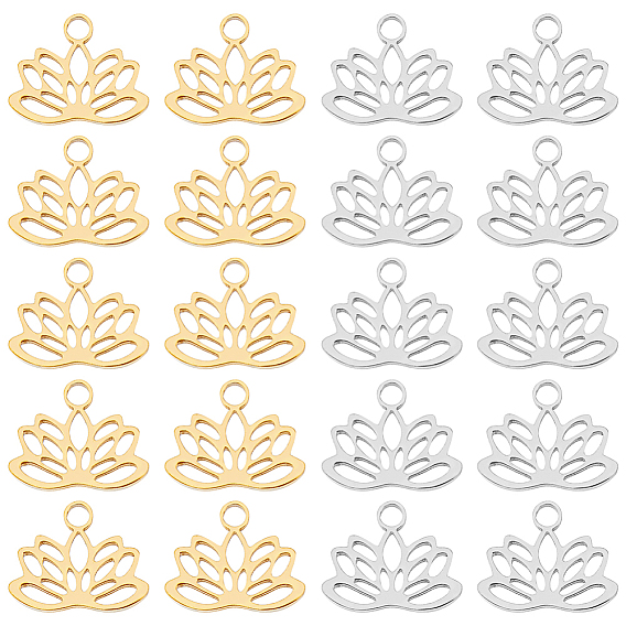 40 шт 2 цвета 304 подвески из нержавеющей стали, лотоса прелести