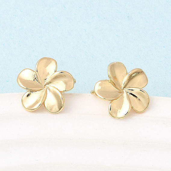 Фурнитура для серег-гвоздиков из латуни с цветочным узором, с 925 иглой из стерлингового серебра, с петлей