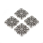 Tibetan Style Filigree Joiners, Cadmium Free & Lead Free, Rhombus, 36x36x1mm, Hole: 1mm