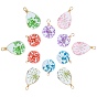 DIY Earring  Making, with Glass Pendants, with Dried Flower Inside & Brass Findings, Round & Teardrop