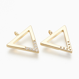Brass Micro Pave Cubic Zirconia Charms, Triangle, Nickel Free