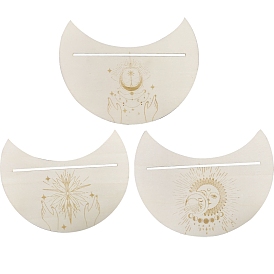 3Support de cartes en bois de lune pour tarot, présentoir pour outils de divination de sorcière