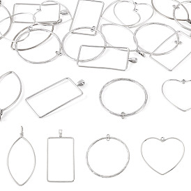 24шт 4 стили подвески из сплава в тибетском стиле, кольцо в форме сердца, прямоугольник, конский глаз, разнообразные