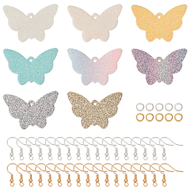 SUPERFINDINGS DIY 8Pairs Butterfly PU Leather Earring Making Kits, Including 8 Colors Pendants, Brass Earring Hooks & Jump Rings
