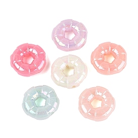 Imitation Jelly Plastic Beads, Donut, AB Color Plated