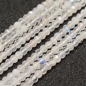 Бусины из натурального радужного лунного камня, граненые, рондель