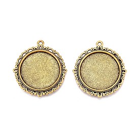 Pendentif de cabochon en alliage de style tibétain, sans cadmium et sans plomb, plat rond
