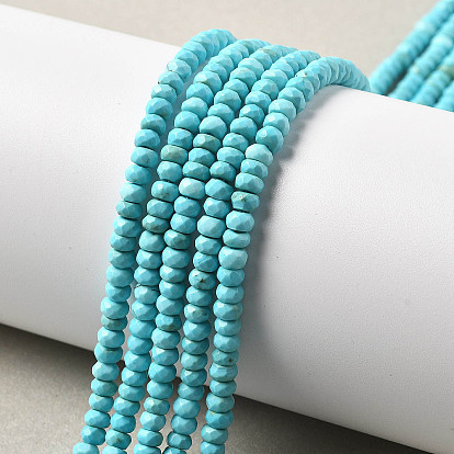 Природные Говлит бисер нитей, окрашенные, граненые, рондель