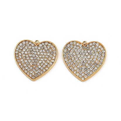 304 из нержавеющей стали горный хрусталь подвески, сердце, ионное покрытие (ip)