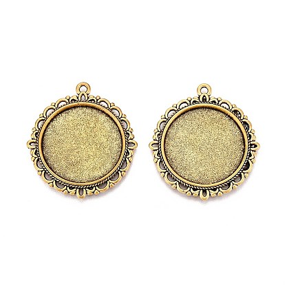 Pendentif de cabochon en alliage de style tibétain, sans cadmium et sans plomb, plat rond