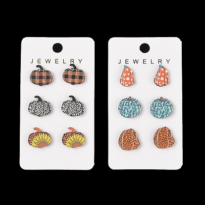 Деревянные серьги-гвоздики со стальными иглами, тыква