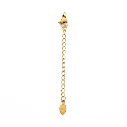 304 удлинитель цепи из нержавеющей стали, без кадмия, без никеля и без свинца, с застежками-лобстерами и крошечной овальной подвеской