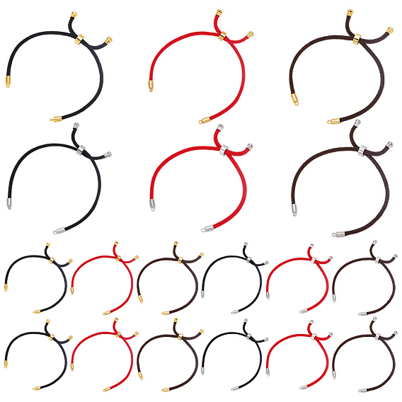 18 шт. 6 цвета нейлоновый шнур слайдер изготовление браслета, с металлическая фурнитурой