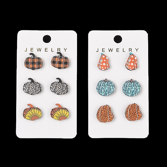 Деревянные серьги-гвоздики со стальными иглами, тыква