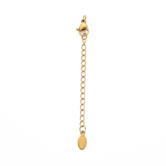 304 удлинитель цепи из нержавеющей стали, без кадмия, без никеля и без свинца, с застежками-лобстерами и крошечной овальной подвеской