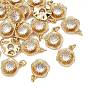 SHEGRACE Brass Pave Clear Cubic Zirconia Charms, Flower Charms, Cadmium Free & Nickel Free & Lead Free, Long-Lasting Plated