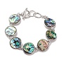 Natural Abalone Shell/Paua Shell Link Chain Bracelets, Platinum Brass Jewelry for Women, Cadmium Free & Lead Free