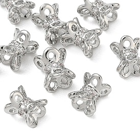 Shegrace Messingperlen aus klarem Zirkonia, Blume, cadmiumfrei und bleifrei und nickelfrei