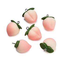 Непрозрачные подвески смолы, персик прелести, с платиновыми тоновыми железными петлями