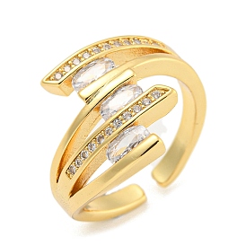 Открытое кольцо-манжета из прозрачного кубического циркония, латунные широкие кольца на палец для женщин