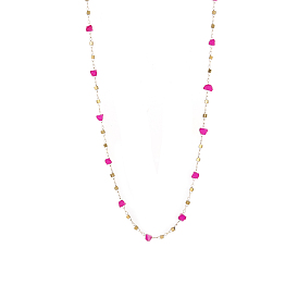 304 Колье из нержавеющей стали и стекла для женщин, самородки, ионное покрытие (ip), долговечный, реальный 14 k позолоченный