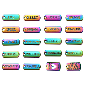 20Pcs 20 Style Alloy Pendants, Oval & Rectangle with word
