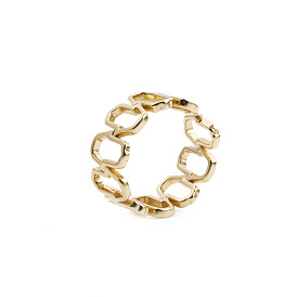 Minimalist Hollow-out Ring for Women, Gold Plated Copper Design with Hand-shaped Opening and Index Finger Loop