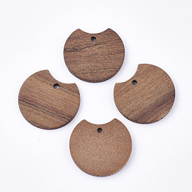 Undyed Walnut Wood Pendants, Half Round