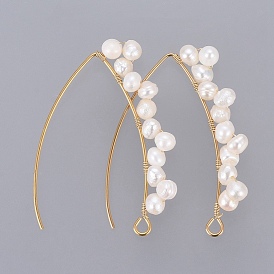 Вакуумное покрытие pvd 304 крючки для сережек из нержавеющей стали, с сортом природная культивированная пресноводная жемчужина и горизонтальная петля