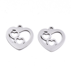 201 charmes en acier inoxydable, Coupe au laser, creux, coeur avec le coeur