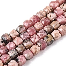 Natural Rhodonite Beads Strands, Faceted, Cube