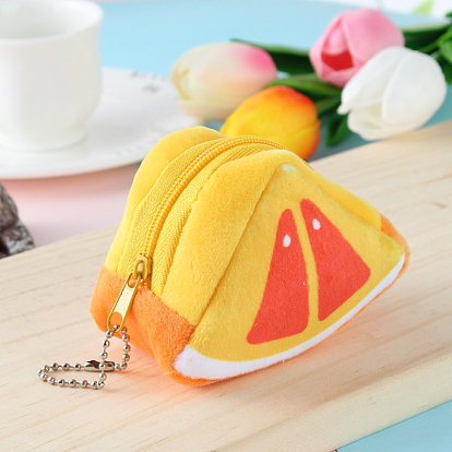 Plush Fruit Wallets, with Iron Keychain Clasps