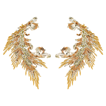 2 шт. 2 стили узор хвост феникса полиэстеровое кружево компьютерная вышивка орнамент аксессуары, с блестками, для одежды своими руками, пакет, украшение для брюк