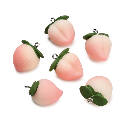 Непрозрачные подвески смолы, персик прелести, с платиновыми тоновыми железными петлями