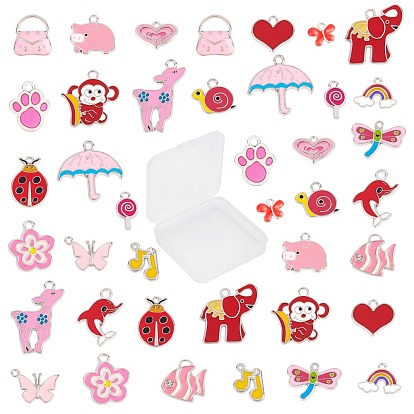40Pcs 20 Style Alloy Enamel Pendants, Cadmium Free & Lead Free, Mixed Shape