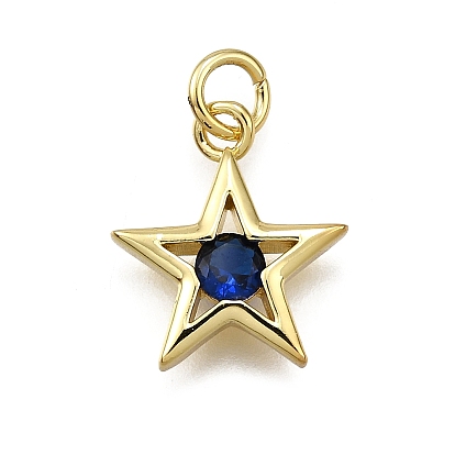 Латунные микро проложить кубического циркония подвески, звезда, долговечный, без свинца и без кадмия, стойки покрытие, с целью перехода в кольце