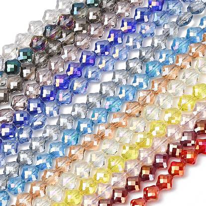 Plaquent verre transparent perles brins, losange, de couleur plaquée ab , facette