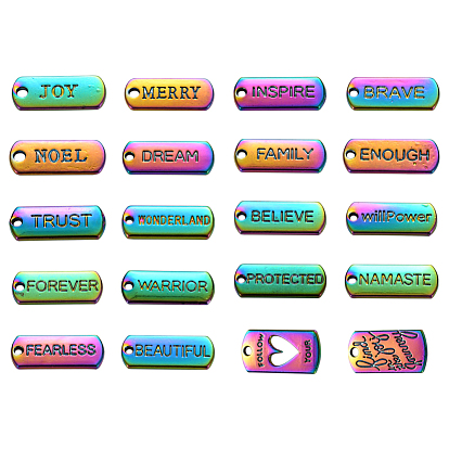 20Pcs 20 Style Alloy Pendants, Oval & Rectangle with word
