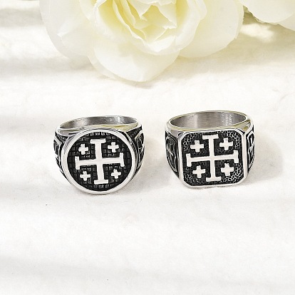 304 из нержавеющей стали кольца палец для мужчин, Иерусалимский крест
