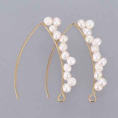 Вакуумное покрытие pvd 304 крючки для сережек из нержавеющей стали, с сортом природная культивированная пресноводная жемчужина и горизонтальная петля