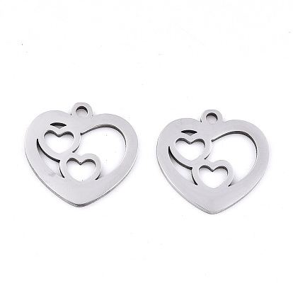 201 charmes en acier inoxydable, Coupe au laser, creux, coeur avec le coeur