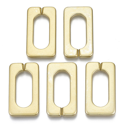 Opaque Spray Painted Acrylic Linking Rings, Quick Link Connectors, for Cross Chains Making, Rectangle