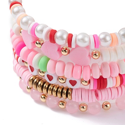 Heishi Beaded Bracelets  Pink beaded bracelets, Beaded bracelets,  Bracelets handmade beaded