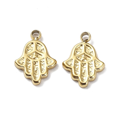Placage ionique (ip) 304 breloques en acier inoxydable, charme de la main hamsa