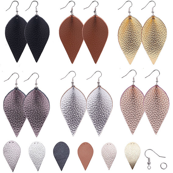 DIY Earring Making, with Eco-Friendly Cowhide Big Pendants, Brass Earring Hooks and Iron Findings