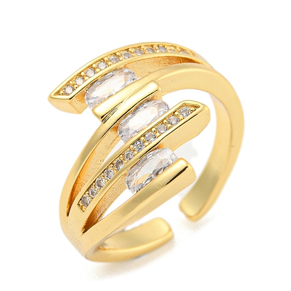 Открытое кольцо-манжета из прозрачного кубического циркония, латунные широкие кольца на палец для женщин