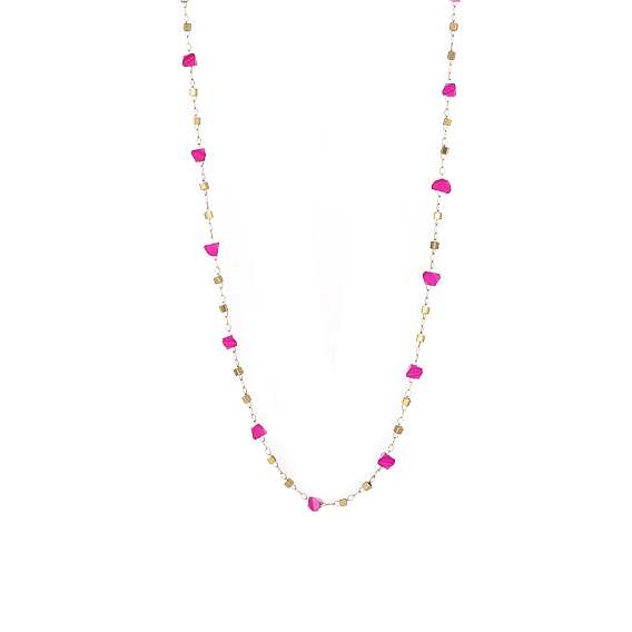 304 Колье из нержавеющей стали и стекла для женщин, самородки, ионное покрытие (ip), долговечный, реальный 14 k позолоченный