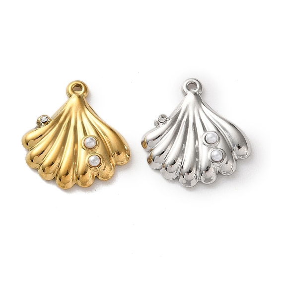 304 подвески из нержавеющей стали, формы раковины, с абс пластмассовой имитационной жемчужиной